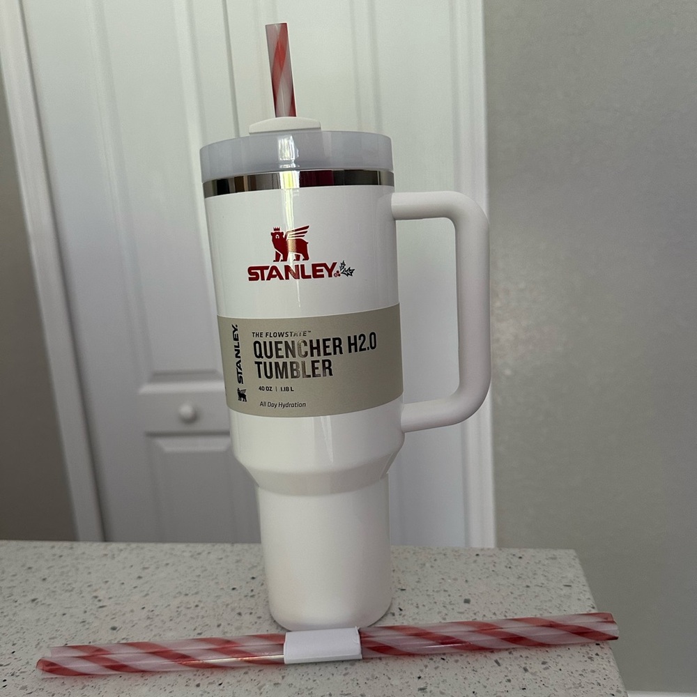 BNIB Stanley mistletoe twist Limited edition tumbler 40 oz - 3 straws